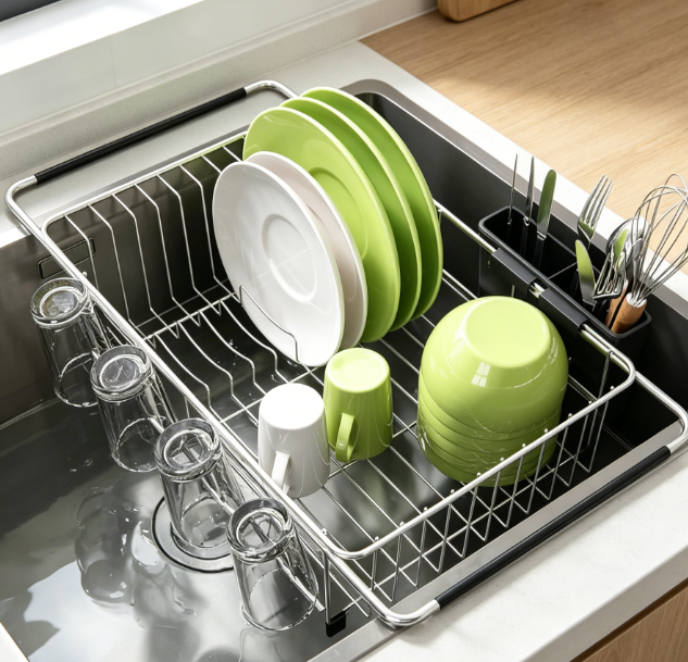 Stainless Steel Expandable Dish Rack for Small Kitchens