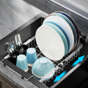Over Sink Stainless Steel Dish Rack with Expandable structure