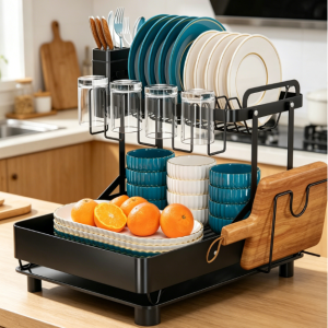 Stainless Steel 2 Tier Dish Drainer with Drain Tray