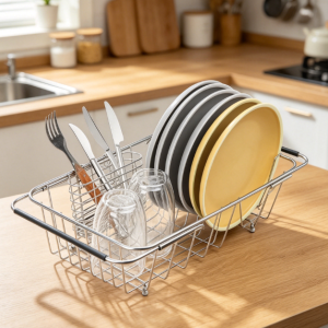 Expandable Sink Dish Drainer Rack with Utensil Holder