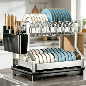 Stainless Steel Dish Drainer Rack for Kitchen Counter